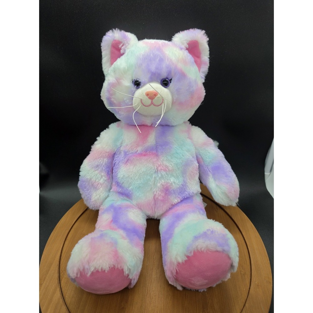 Build A Bear Plush Pastel Swirl‎ Tie Dye Kitty Cat Pink Purple Pink BABW 16"